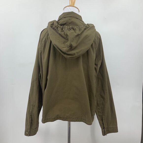 Volcom Good Side Hooded Jacket Womens M Olive Zip Up Cotton Lightweight Military - Picture 6 of 15
